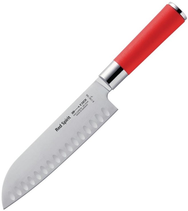  Dick Couteau Santoku alv&eacute;ol&eacute; Red Spirit 180mm 