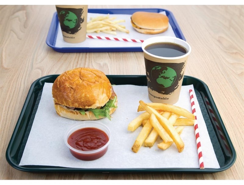  Kristallon Plateau fast food en plastique vert 