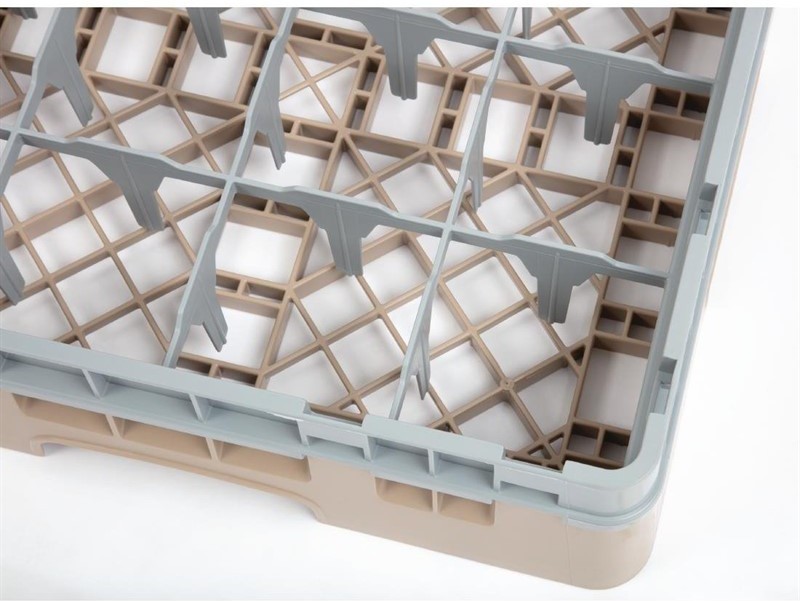  Cambro Casier &agrave; verres 16 compartiments Camrack beige hauteur max 92mm 