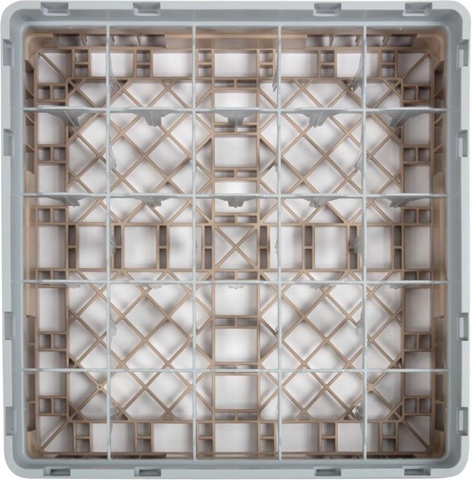  Cambro Casier &agrave; verres 25 compartiments Camrack beige hauteur max 92mm 
