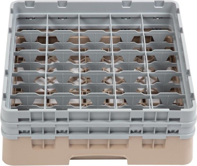  Cambro Casier &agrave; verres 25 compartiments Camrack beige hauteur max 133mm 