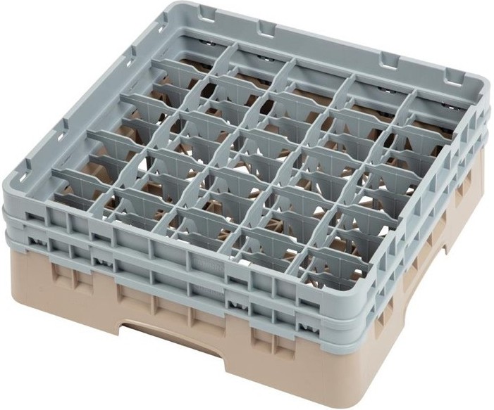  Cambro Casier &agrave; verres 25 compartiments Camrack beige hauteur max 133mm 