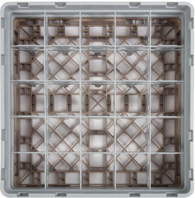  Cambro Casier &agrave; verres 25 compartiments Camrack beige hauteur max 133mm 