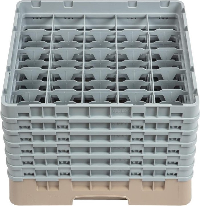  Cambro Casier &agrave; verres 25 compartiments Camrack beige hauteur max 298mm 