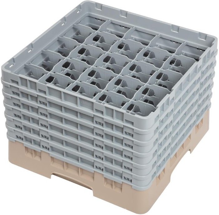  Cambro Casier &agrave; verres 25 compartiments Camrack beige hauteur max 298mm 