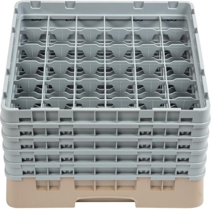  Cambro Casier &agrave; verres 36 compartiments Camrack beige hauteur max 257mm 