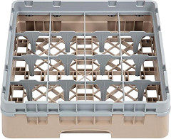  Cambro Casier &agrave; verres 16 compartiments Camrack beige hauteur max 92mm 