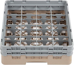  Cambro Casier &agrave; verres 16 compartiments Camrack beige hauteur max 133mm 