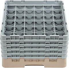  Cambro Casier &agrave; verres 36 compartiments Camrack beige hauteur max 257mm 